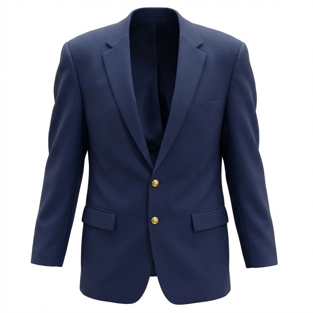 Lauren Ralph Lauren Mens‎ 44L Navy Blue 100% Wool 2-Button Blazer Gold Buttons